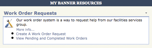 Work Order Requests window