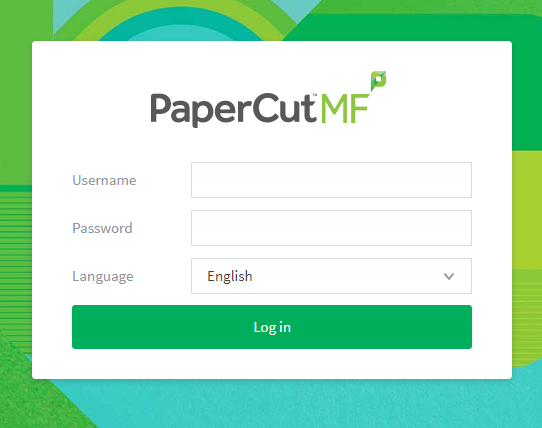 PaperCutMF login screen