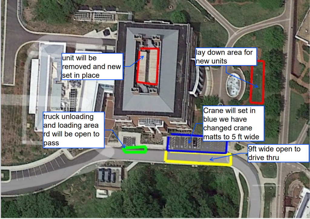 Image of planned construction disruptions around Jepson Science Center.