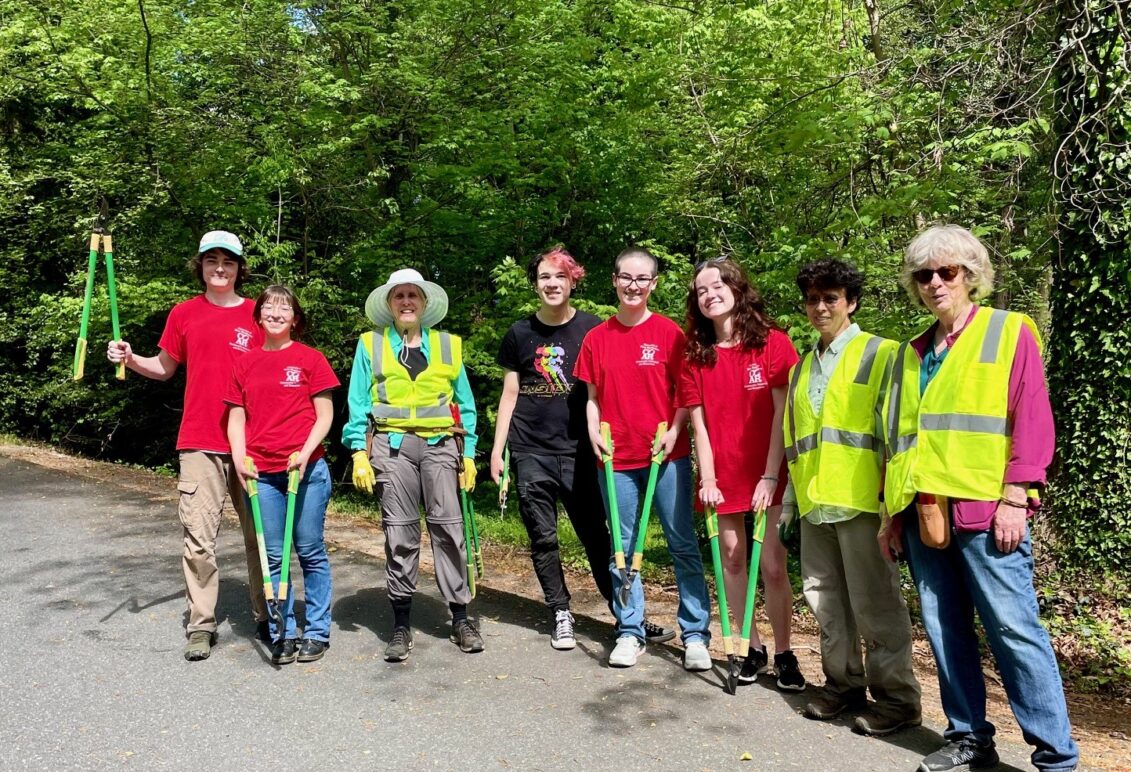 UMW Student volunteers with Tree Fredericksburg, invasive species removal.